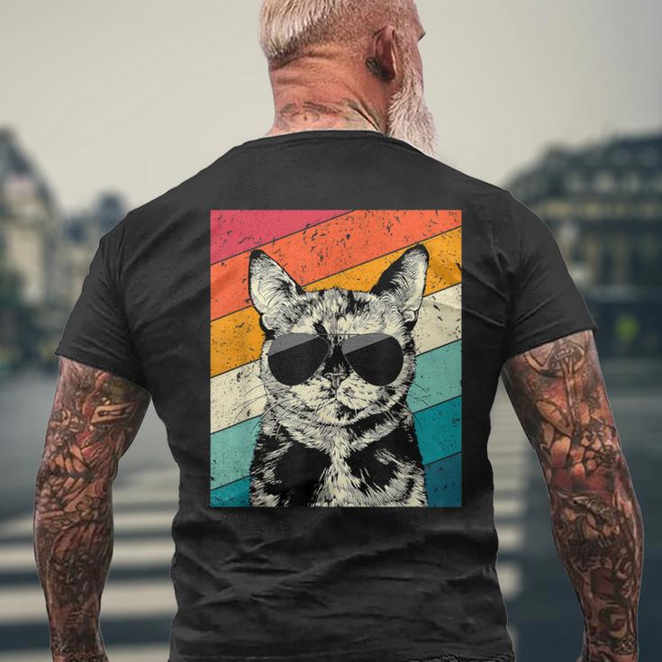 Retro Vintage Tortoiseshell Cat With Sunglasses Cat Lovers Men's T-shirt Back Print Gifts for Old Men