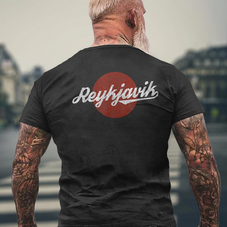 Reykjavik Iceland City Pride Flag Distressed Vintage Men's T-shirt Back Print Gifts for Old Men