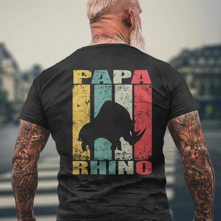 Rhino Papa Rhino Daddy Rhinoceros Dad Rhino Father Rhino Men's T-shirt Back Print Gifts for Old Men