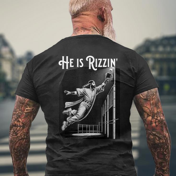 He Is Rizzin Jesus Playing Baseball Sports Rizz Men's T-shirt Back Print Gifts for Old Men