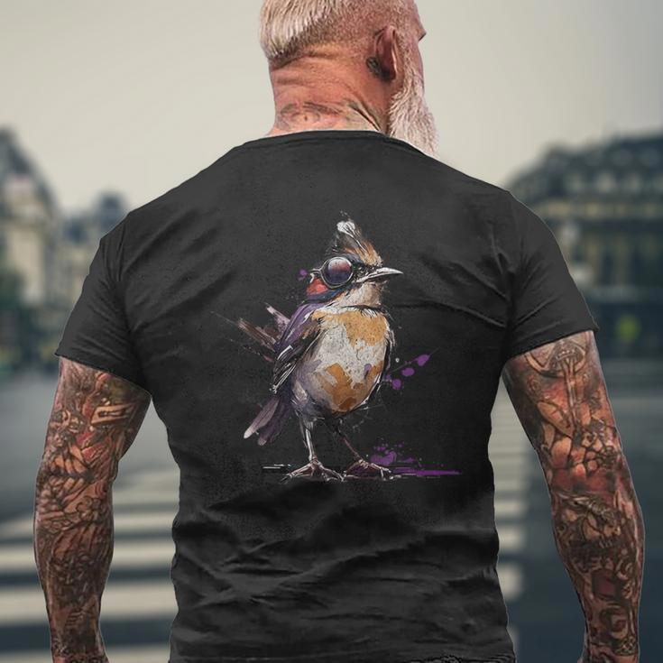 Robin Bird Birder Cool Retro Cyberpunk Spring Bird Vintage Men's T-shirt Back Print Gifts for Old Men