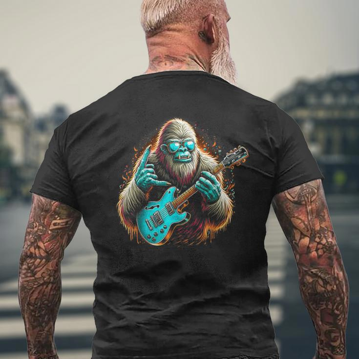 Rock On Bigfoot Playing A Electric Guitar Sasquatch Big Foot Men's T-shirt Back Print Gifts for Old Men