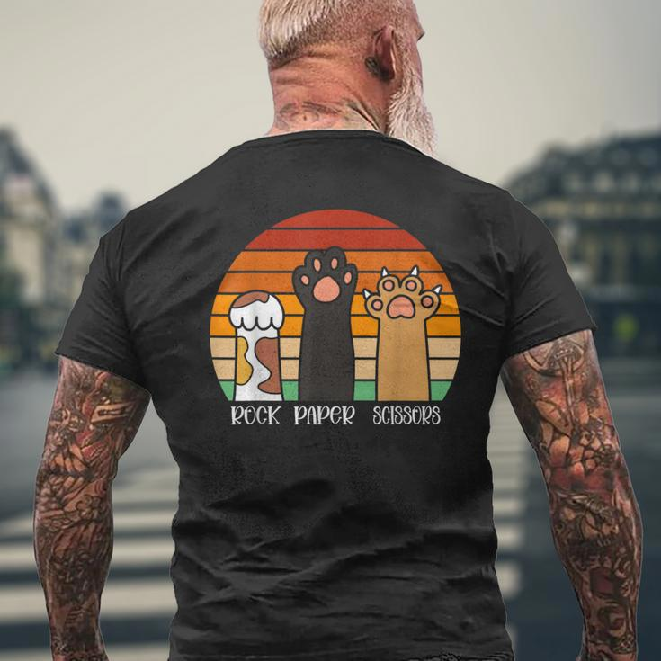 Rock Paper Scissors Game Kitten Lover Animal Paws Cat Men's T-shirt Back Print Gifts for Old Men