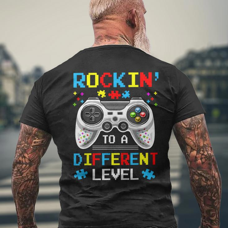 Rockin To Different Level Game Autism Awareness Gaming Gamer Men's T-shirt Back Print Gifts for Old Men