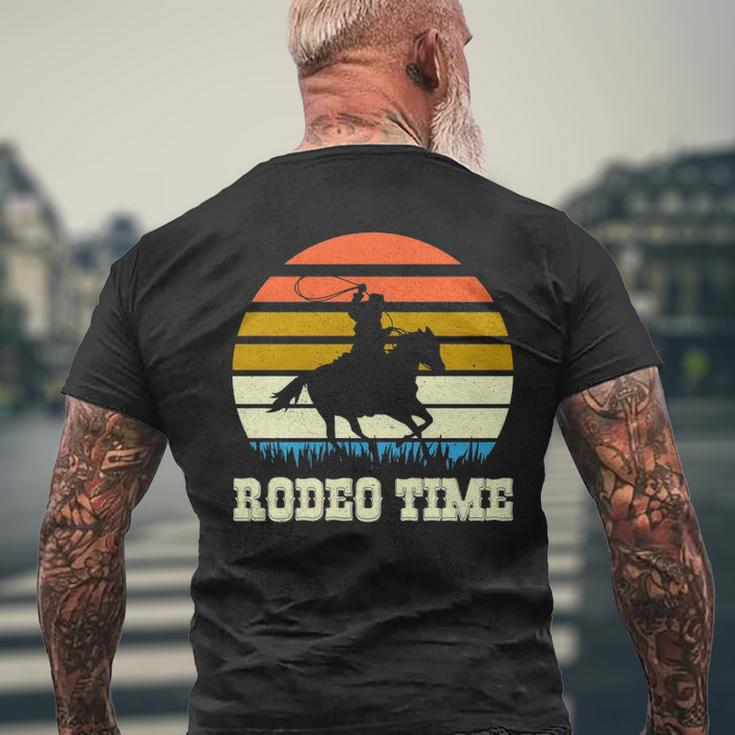 Rodeo Time Vintage Rodeo Time Cowboy Horse Retro Sunset Men's T-shirt Back Print Gifts for Old Men