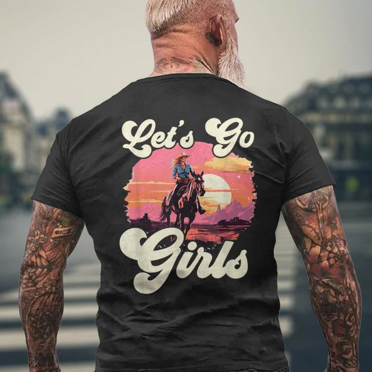 Rodeo Western Country Cowgirl Hat Let's Go Girls Men's T-shirt Back Print Gifts for Old Men