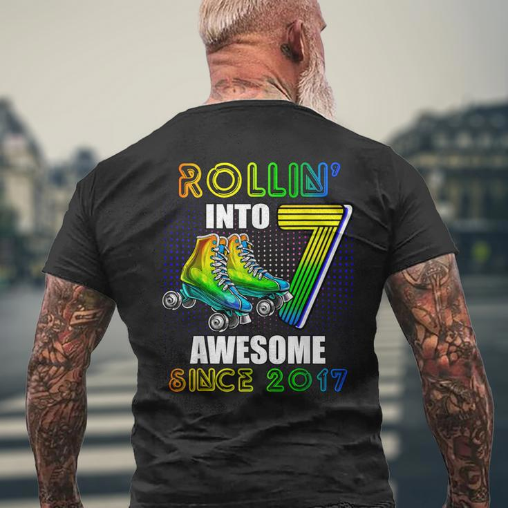 Roller Skating 7Th Birthday Boys Rollin Into 7 Awesome 2017 Men's T-shirt Back Print Gifts for Old Men