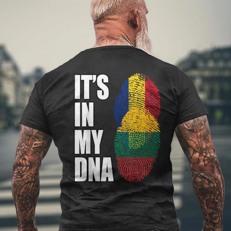 Romanian And Lithuanian Vintage Heritage Dna Flag Men's T-shirt Back Print Gifts for Old Men