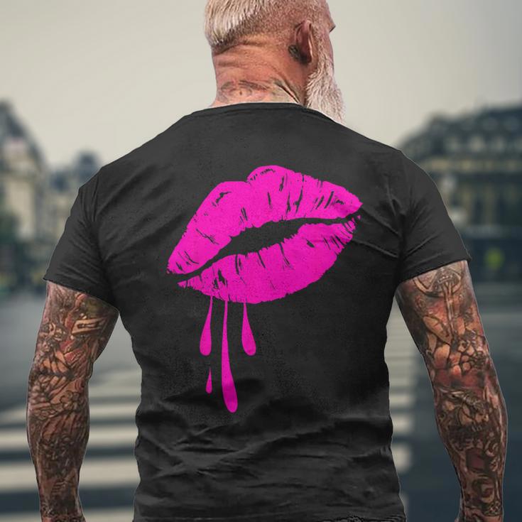 Rosa Lippen Kuss 80er Jahre Lippenstift Make-Up Liebhaber Kurzärmliges Herren-T-Kurzärmliges Herren-T-Shirt Geschenke für alte Männer