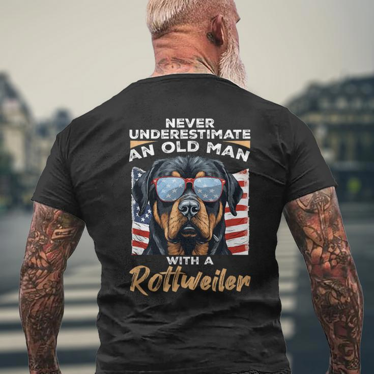 Rottweiler Rottie Dog Pet Never Underestimate An Old Man Men's T-shirt Back Print Gifts for Old Men