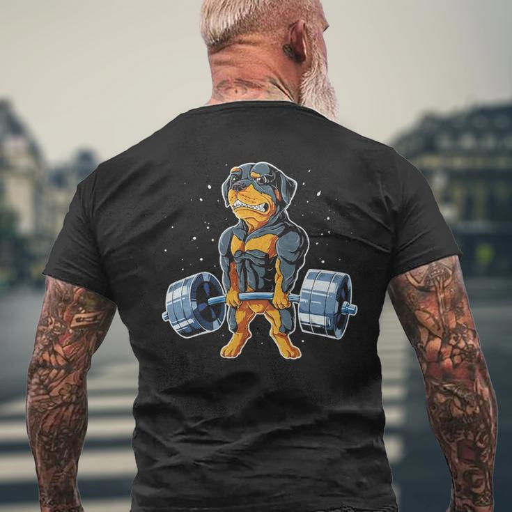Rottweiler Weightlifting Deadlift Men Fitness Gym Men's T-shirt Back Print Gifts for Old Men