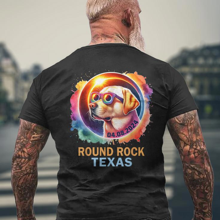 Round Rock Texas Total Solar Eclipse 2024 Labrador Retriever Men's T-shirt Back Print Gifts for Old Men