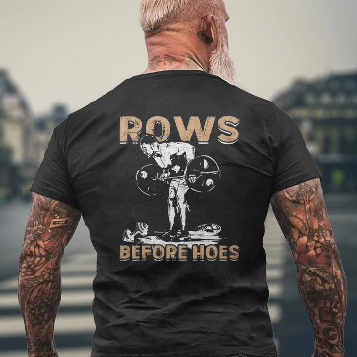 Rows Before Hoes Bodybuilding Mens Back Print T-shirt Gifts for Old Men