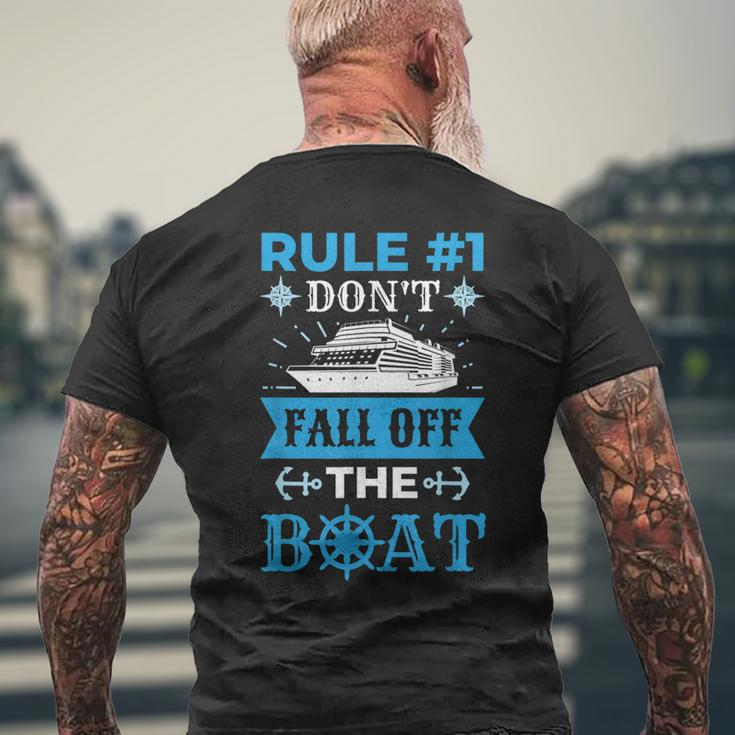 Rule Number 1 Dont Fall Off The Boat Cruise Mens Back Print T-shirt Gifts for Old Men