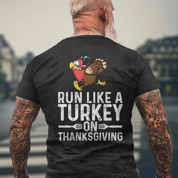 Run Like A Turkey Thanksgiving Runner Running Men's T-shirt Back Print Gifts for Old Men