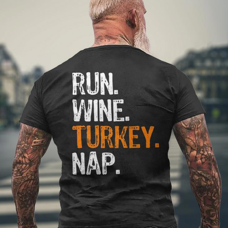 Run Wine Turkey Nap Running Thanksgiving Runner Men's T-shirt Back Print Gifts for Old Men