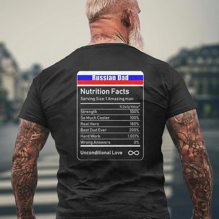 Russian Dad Nutrition Facts Fathers Day Mens Back Print T-shirt Gifts for Old Men