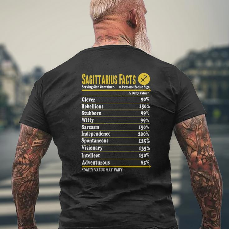 Sagittarius Facts Servings Per Container Zodiac T-Shirt Mens Back Print T-shirt Gifts for Old Men