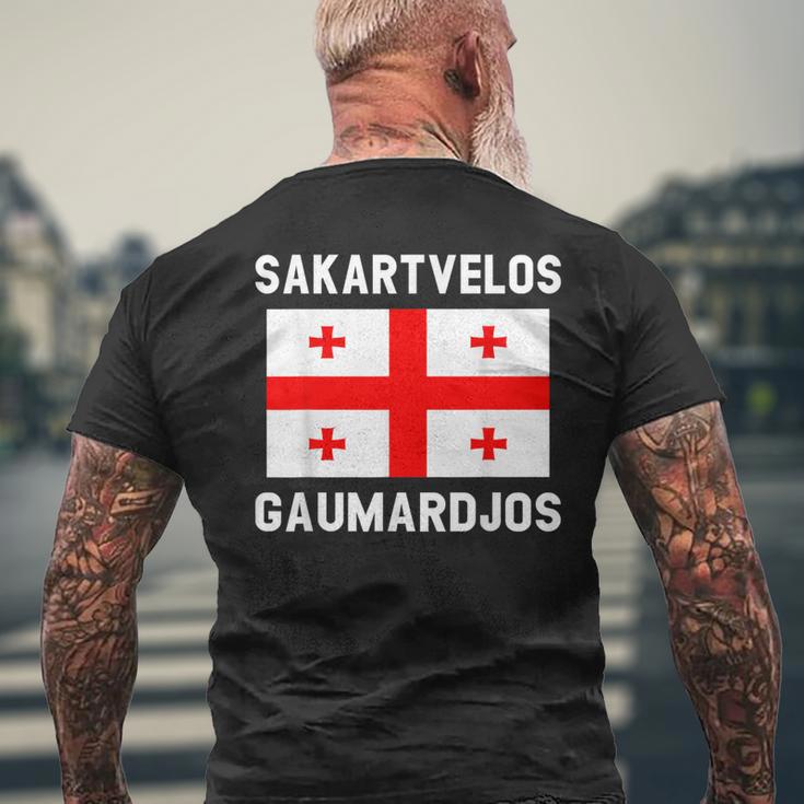 Sakartvelos Gaumarjos Hallo Georgien Reisen Georgische Flagg T-Shirt mit Rückendruck Geschenke für alte Männer