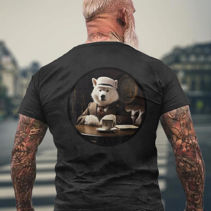 Samojede Englischer Gentleman Lustiger Hund Viktorianisch T-Shirt mit Rückendruck Geschenke für alte Männer