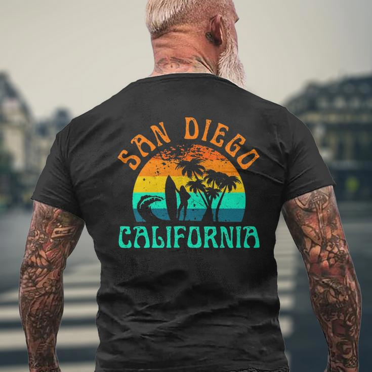 San Diego California Beach Surf Summer Vacation Girl Vintage Surfer Men's T-shirt Back Print Gifts for Old Men