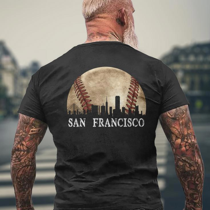San Francisco Skyline City Vintage Baseball Lover Men's T-shirt Back Print Gifts for Old Men
