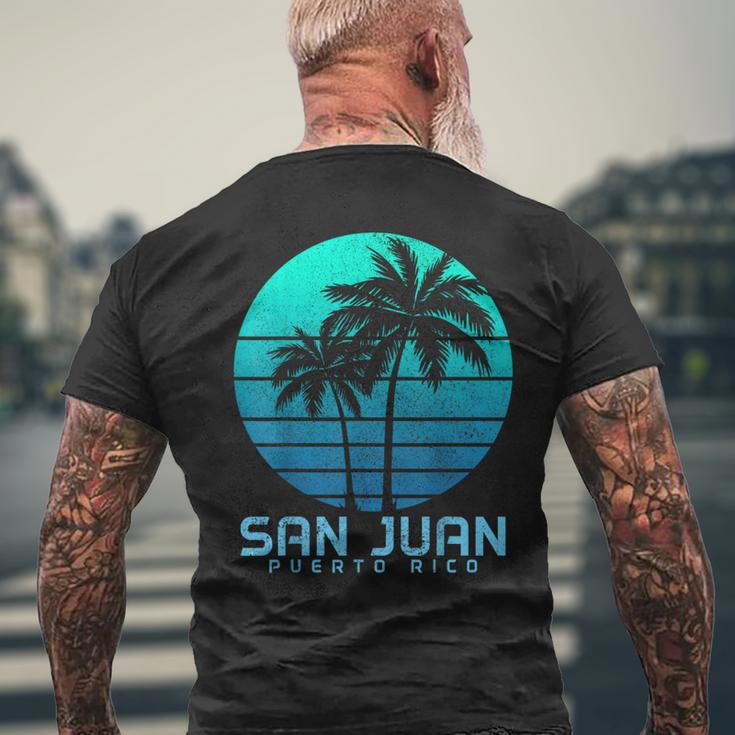 San Juan Puerto Rico Vintage Palm Trees Beach Souvenir Pride Men's T-shirt Back Print Gifts for Old Men