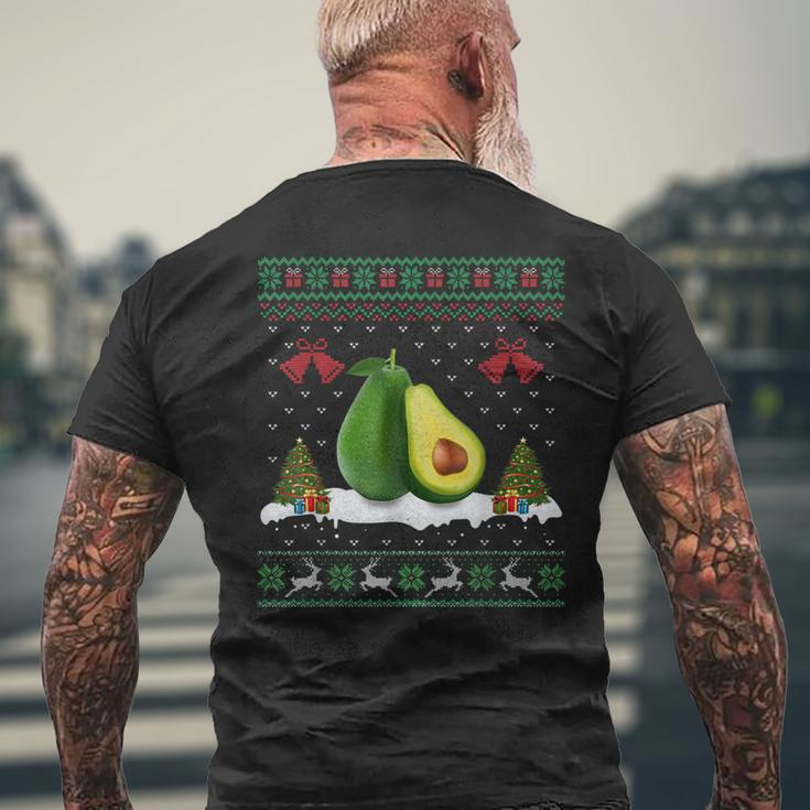 Santa Hat Avocado Fruit Xmas Lighting Ugly Avocado Christmas Mens Back Print T-shirt Gifts for Old Men