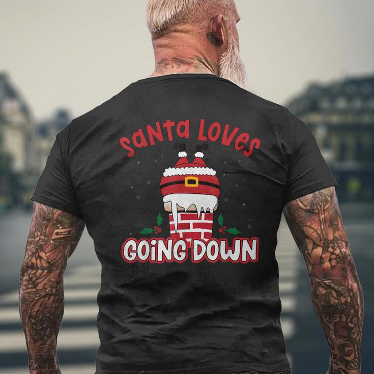 This Santa Loves Going Down Christmas Pajama Family Mens Back Print T-shirt Gifts for Old Men