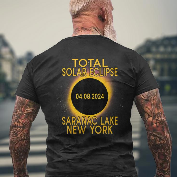 Saranac Lake New York Total Solar Eclipse 2024 Men's T-shirt Back Print Gifts for Old Men