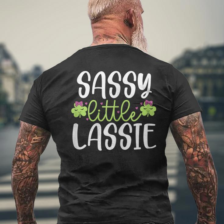 Sassy Little Lassie Girls St Patrick's Day Shamrocks Men's T-shirt Back Print Gifts for Old Men