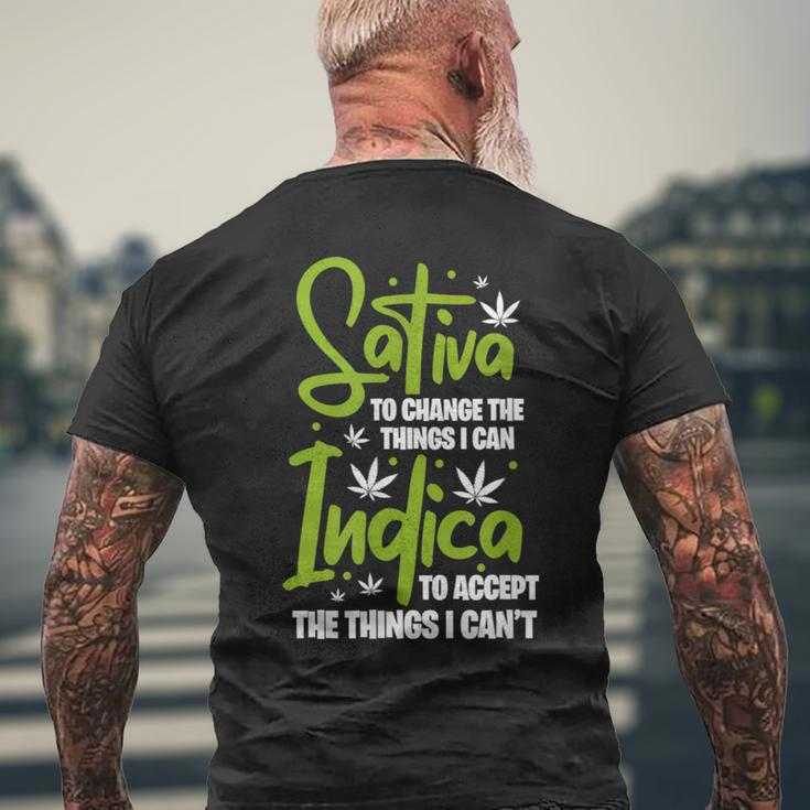 Sativa To Change The Things I Can Indica Cannabis Weed Leaf Men's T-shirt Back Print Gifts for Old Men