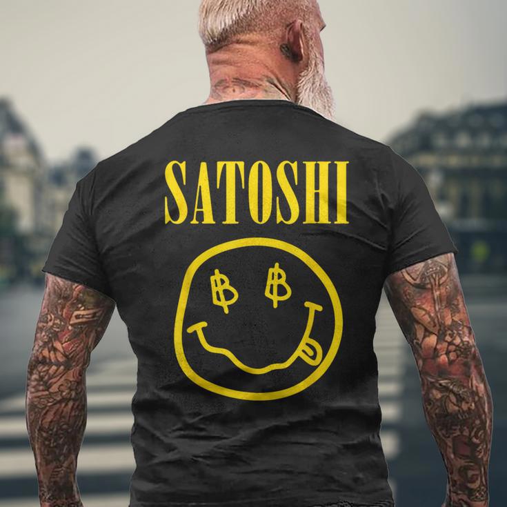 Satoshi Nakamoto Gelbes Lächeln T-Shirt mit Rückendruck Geschenke für alte Männer