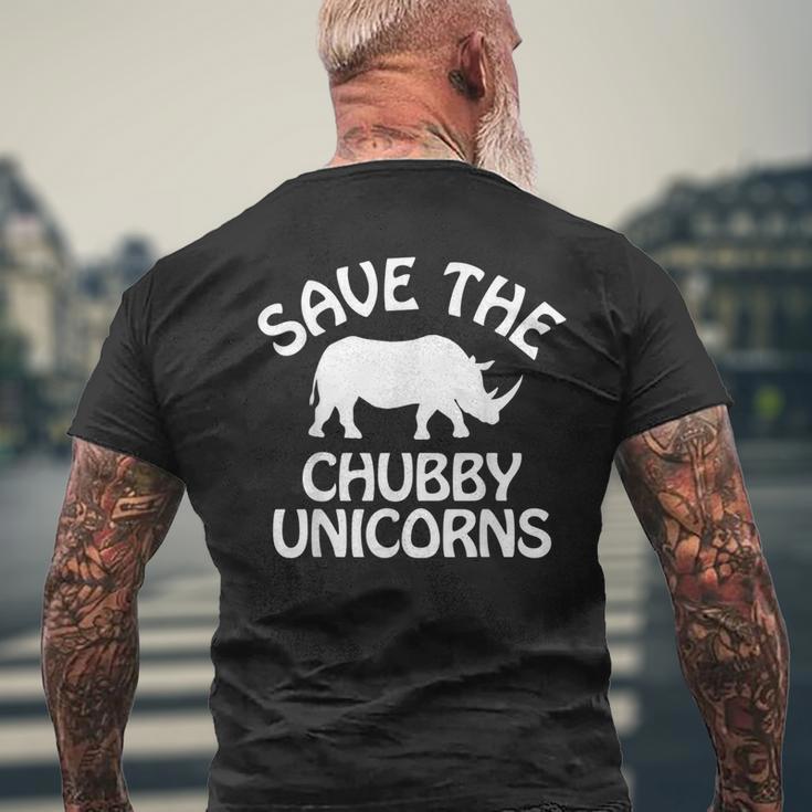 Save The Chubby Unicorns Retro Vintage Rhino Unicorn Men's T-shirt Back Print Gifts for Old Men