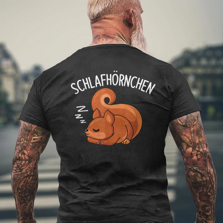 Schlafhörnchen Squirrel Sleep Pyjama Slogan Black T-Shirt mit Rückendruck Geschenke für alte Männer