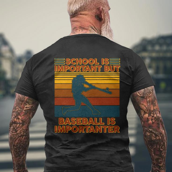 School Is Important But Baseball Is Importanter Graphic Printed Casual Daily Basic Mens Back Print T-shirt Gifts for Old Men