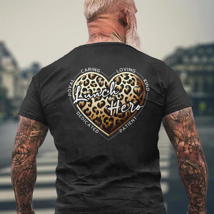 School Lunch Lady Squad A Leopard Heart Food Lunch Hero Crew Men's T-shirt Back Print Gifts for Old Men