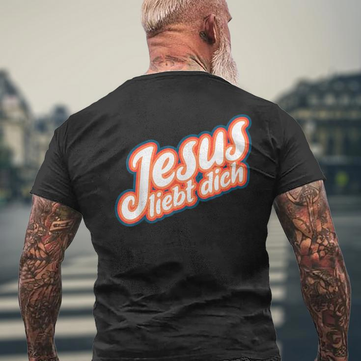 Schwarzes Kurzärmliges Herren-T-Kurzärmliges Herren-T-Shirt mit 'Jesus liebt dich' Aufdruck, Christliche Mode Geschenke für alte Männer