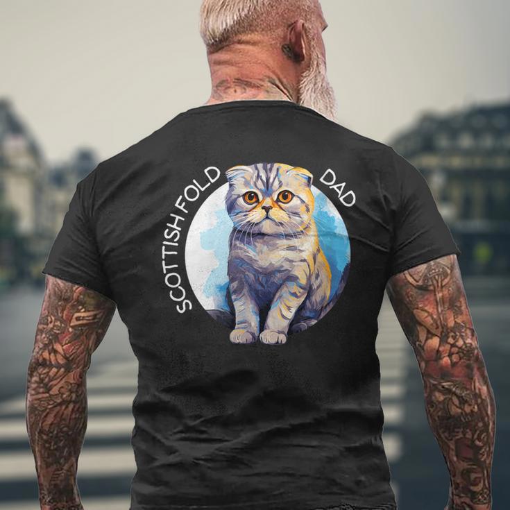 Scottish Fold Katzen Papa Cat Dad Daddy Haustier Freund Mit-Ausschnitt T-Shirt mit Rückendruck Geschenke für alte Männer