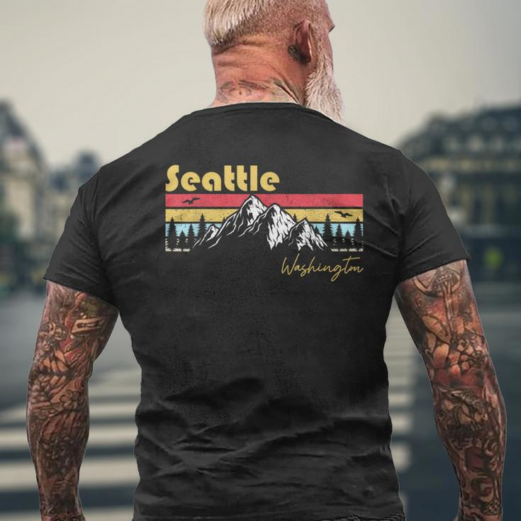 Seattle Washington Roots Hometown Vintage Home State Pride Men's T-shirt Back Print Gifts for Old Men