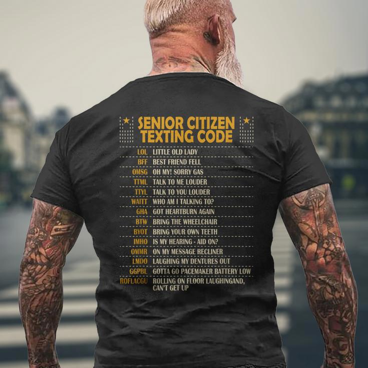 Senior Citizen Texting Code Cool Old People Saying V2 Mens Back Print T-shirt Gifts for Old Men