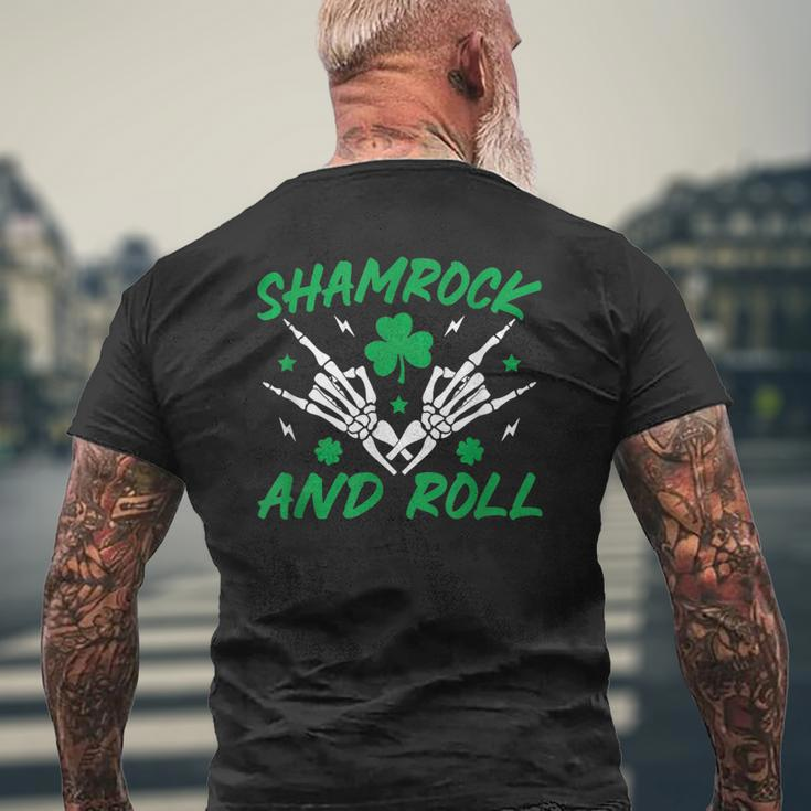 Shamrock And Roll Rock And Roll Saint Patrick's Day Skull Men's T-shirt Back Print Gifts for Old Men