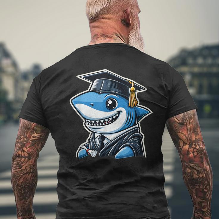 Shark Graduation Cap Class Of 2024 Shark Lover Men's T-shirt Back Print Gifts for Old Men