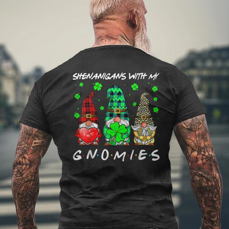 Shenanigans With My Gnomies Shamrock St Patrick's Day Gnome Mens Back Print T-shirt Gifts for Old Men