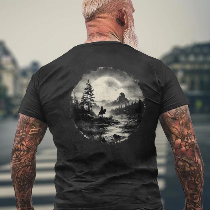 Silhouette Eines Cowboy Riverside Wrangler T-Shirt mit Rückendruck Geschenke für alte Männer