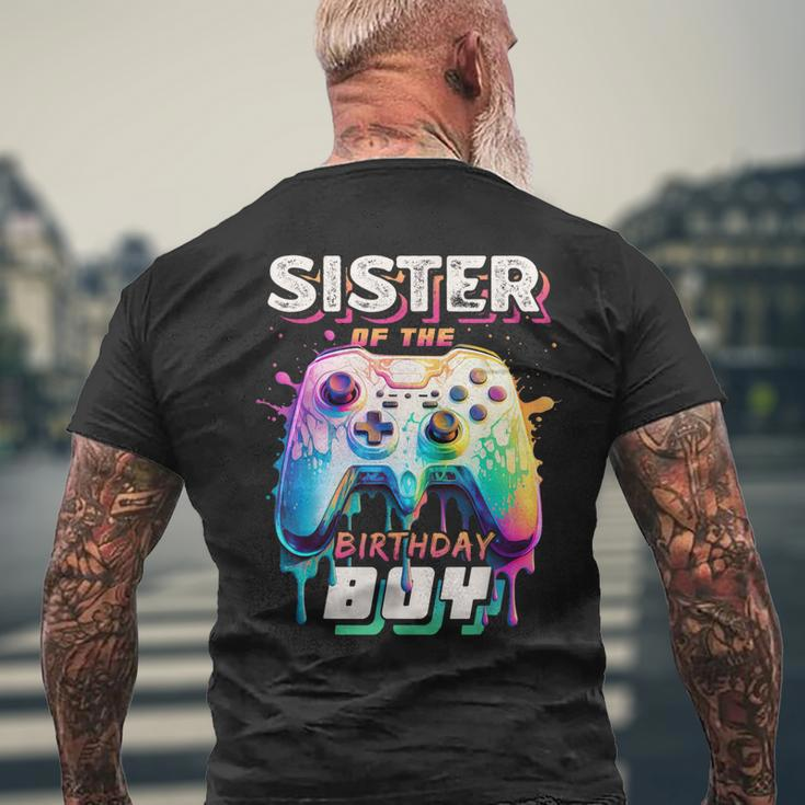 Sister Of The Birthday Boy Matching Video Game Birthday Men's T-shirt Back Print Gifts for Old Men