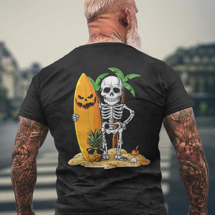 Skeleton Surfing Halloween Hawaii Hawaiian Surfer Men's T-shirt Back Print Gifts for Old Men