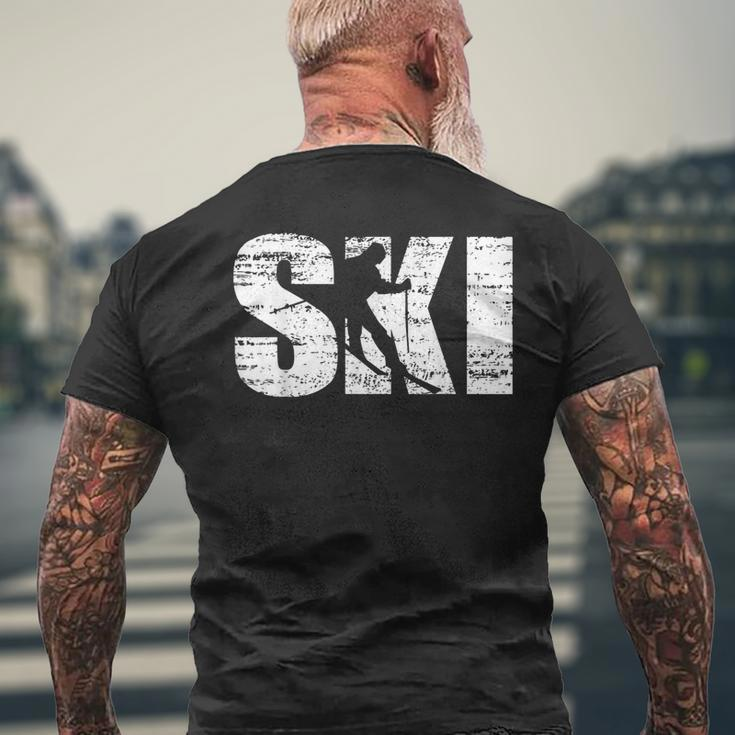 Ski Distressed Look Skifahrer Geschenk T-Shirt mit Rückendruck Geschenke für alte Männer