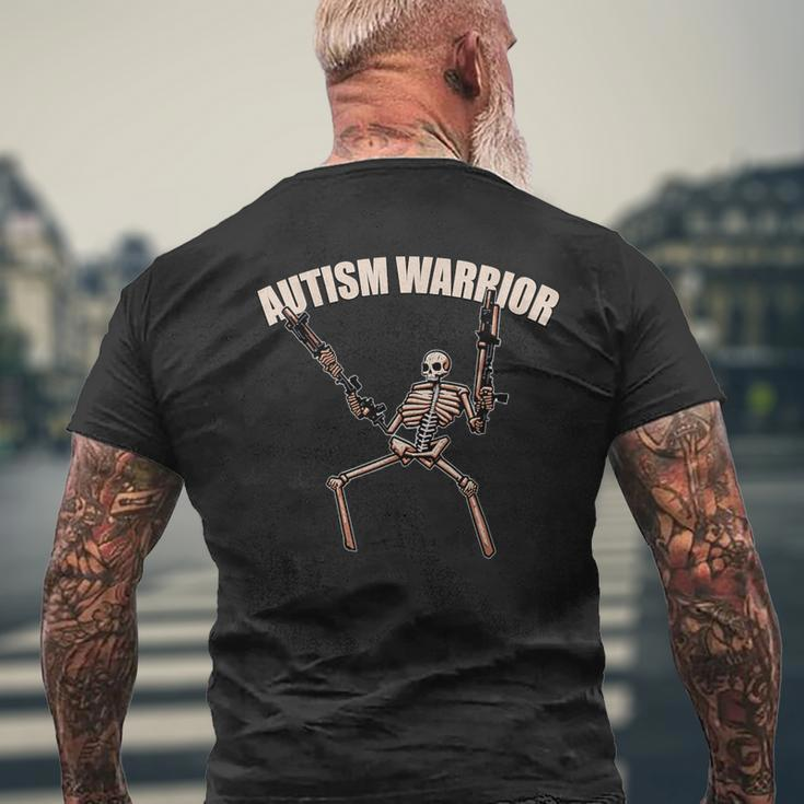 Skull Autism Warrior Autism Skeleton Meme Autism Awareness Men's T-shirt Back Print Gifts for Old Men