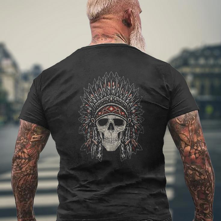 Skull Headdress Native Pride Indigenous Native American Mens Back Print T-shirt Gifts for Old Men